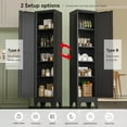 thumbnail image 4 of Narrow Bathroom Cabinet, Metal Storage Cabinet with 4 Adjustable Shelves and 2 Barn Doors,Tall Kitchen Pantry for Living Room, Home Office, Dining Room,Black, 4 of 7