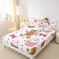 thumbnail image 4 of Manfei Cute Bow Tie Bed Sheets,Brown Gingerbread Man King Sheets,Sweet Cake Dessert Sheet Set For Teens,Super Cozy Room Decor,4-Piece, 4 of 7