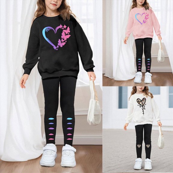Toddler Baby Girl Fall Clothes Long Sleeve Pullover Sweatshirt Tops Joggers Pants Set Fall Winter Outfits 6-12 Months 12-24 Months 2t 3t 4t 5t 6t 7t 8t 9t Children(Black,11-12 Years)