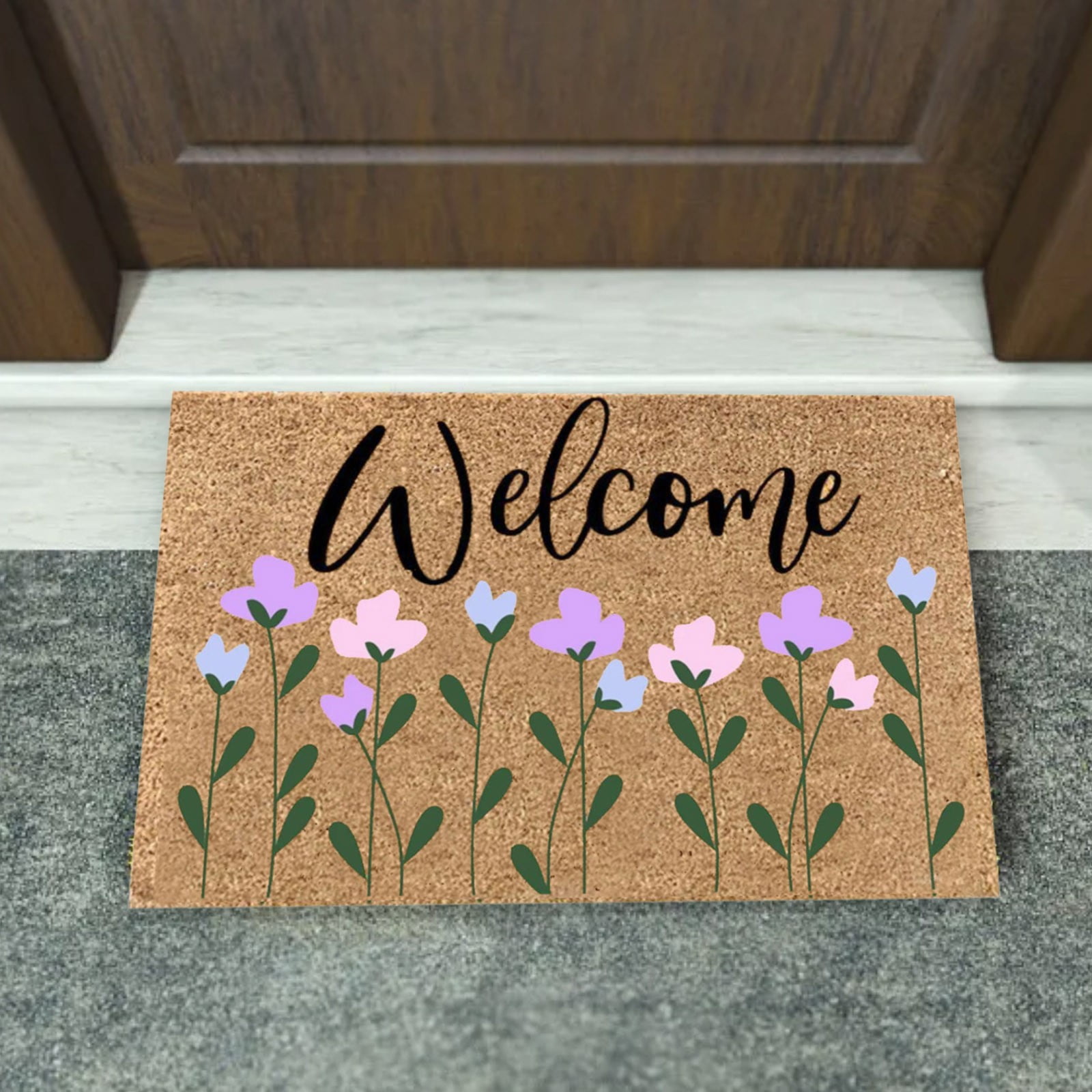 1PCS Vintage Spring Welcome Coir Doormat Retro Rug for Front Door, Indoor Outdoor Welcome Mat Spring Home Entryway Outside Yard Home Decoration