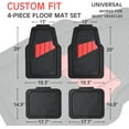 thumbnail image 2 of CAR GRAND Heavy Duty Rubber Floor Mats 4-Piece Car Mat Set - Universal Waterproof Carbon Fiber Floor Mats for Car SUV Truck, Durable All-Weather Mats(Black and Red), 2 of 6