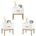 thumbnail image 2 of Noble House Modern Nightstand with Drawer, Minimalist Bedside Table with Pine Wood Legs, for Bedroom, Apartment, White, 2 of 12