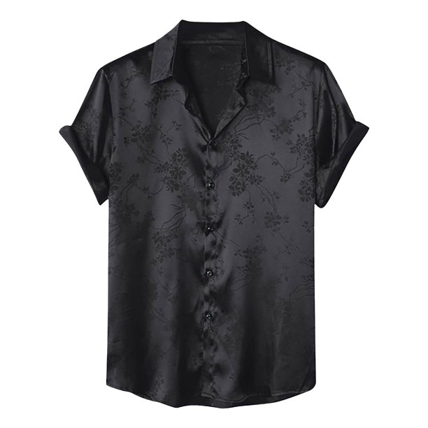 pstuiky camisetas para hombre, Camisa informal vintage de manga corta con solapa y botones de color liso para hombre ropa de hombre xxl