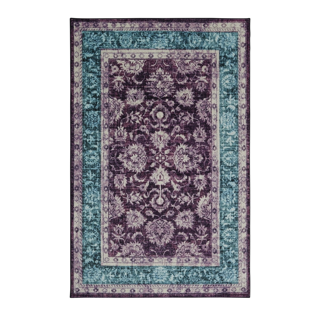 Mohawk Prismatic Area Rug Z0118 A409 Purple / Teal Distressed Floral