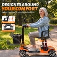 thumbnail image 4 of Havlo 4-Wheel Mobility Scooter for Seniors & Adults, 12.4-Mile Range, Removable Lithium Battery, Wider Adjustable Seat & Armrests, Foldable Electric Mobility Scooter for Everyday & Outdoor Use,Orange, 4 of 12