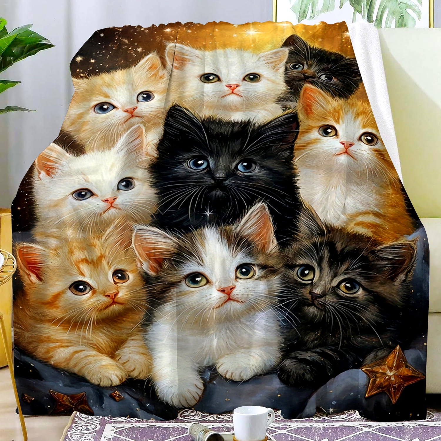 Cute Cat Gifts Blanket for Women Cat Lovers Stuff Cats Throw Blanket Animal Plush Cats Blanket Gifts for Women Adults Men Birthday Party Decorations Bed Room Decor 80"X60"