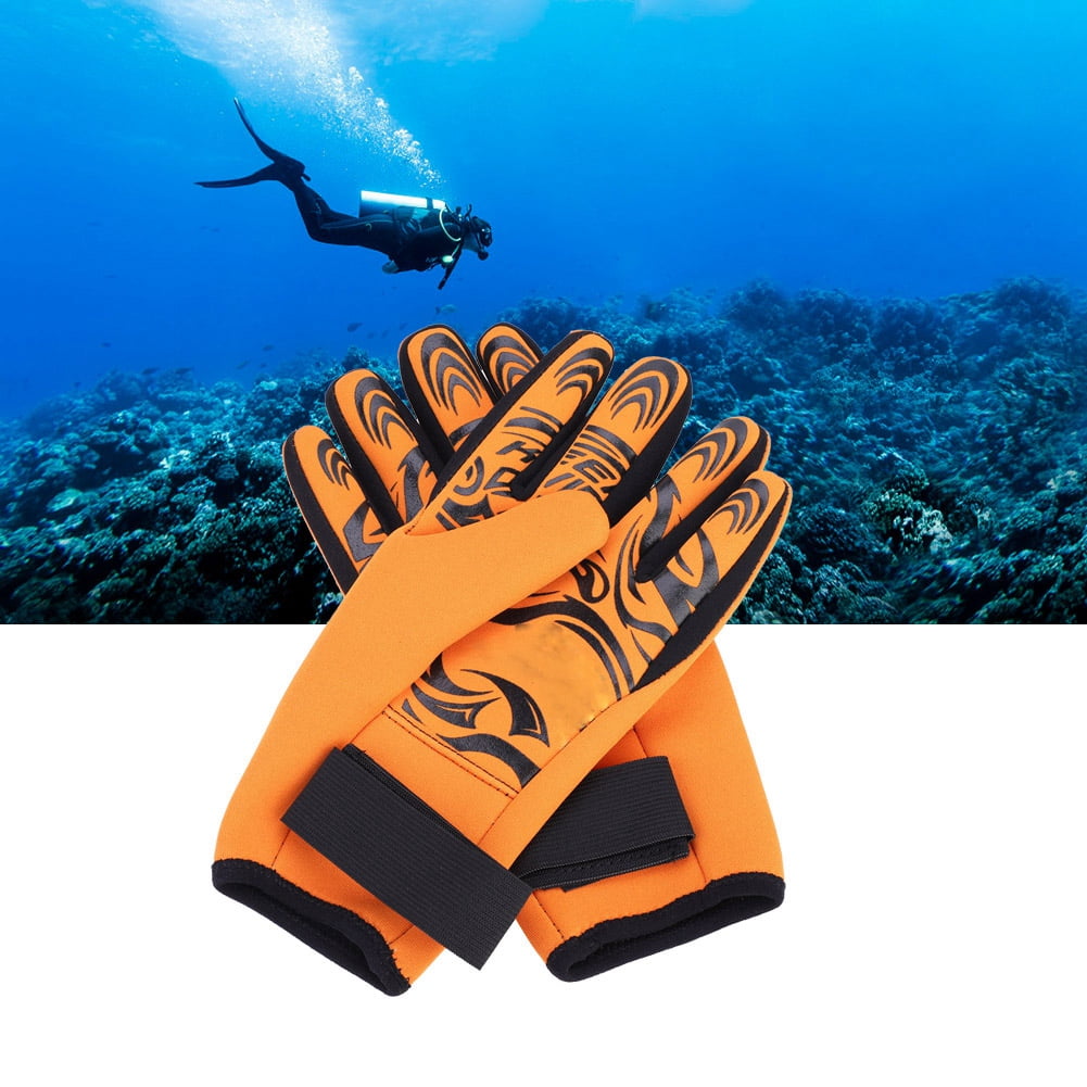Neoprene Diving Gloves XL-Orange 2MM Warm Swimming Protective Gloves Water Sports Accessory 