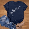 thumbnail image 4 of TSADFHJI Hauts de Noël Élégants pour Femmes Plus Mode Décontractée Impression de Mots Chemises Col Rond Manches Courtes Tee Tops Tunique Blouse S Marine, 4 of 5