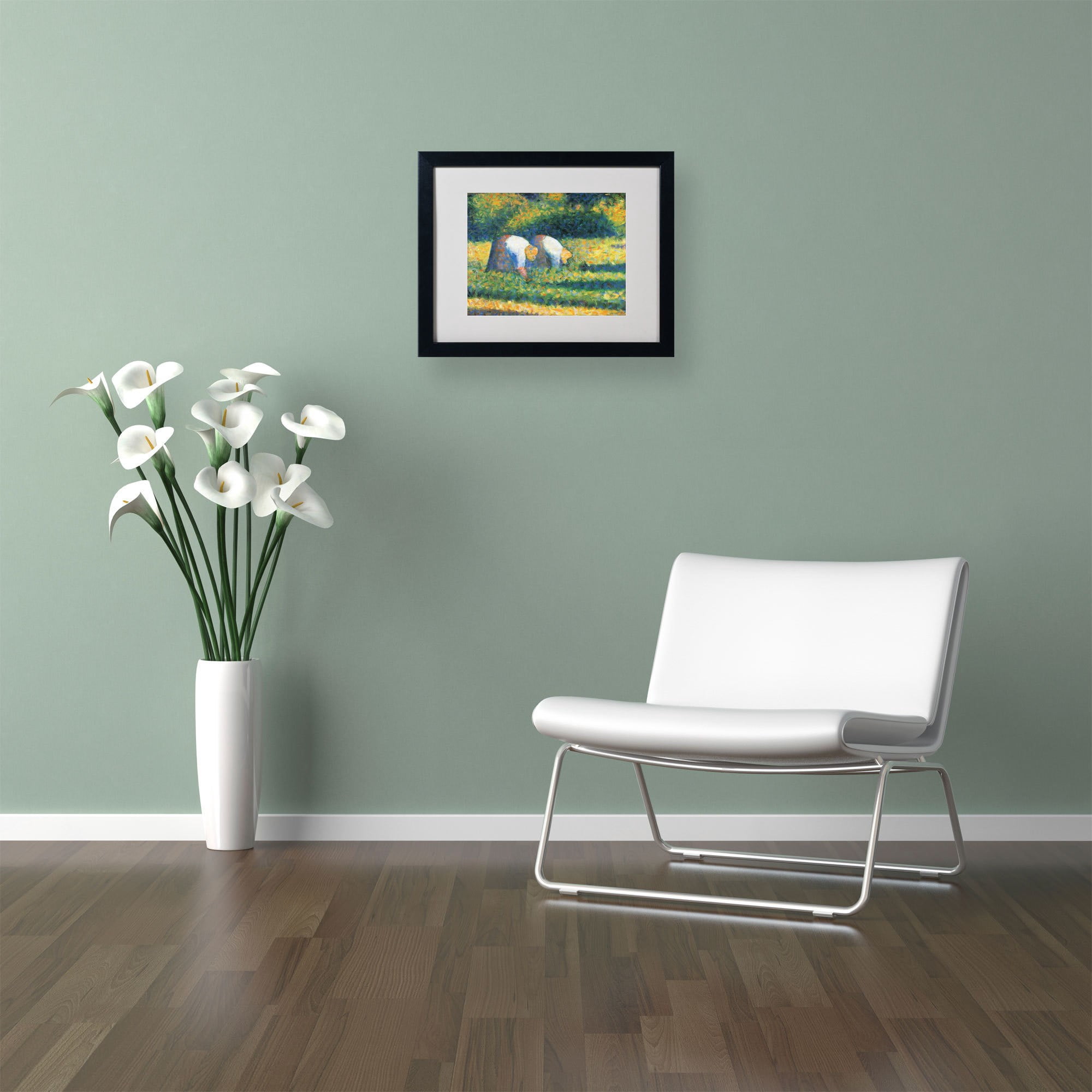Trademark Fine Art "Farmers at Work 1882" Canvas Art by Georges Seurat, Black Frame