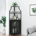 thumbnail image 7 of Corner Bar Cabinet for Liquor,Wine Bar Cabinet with Glass Holder, Liquor Bar Cabinet with Mesh Door and Adjustable Shelf, Liquor Cabinet Bar for Home Bar (Black), 7 of 7