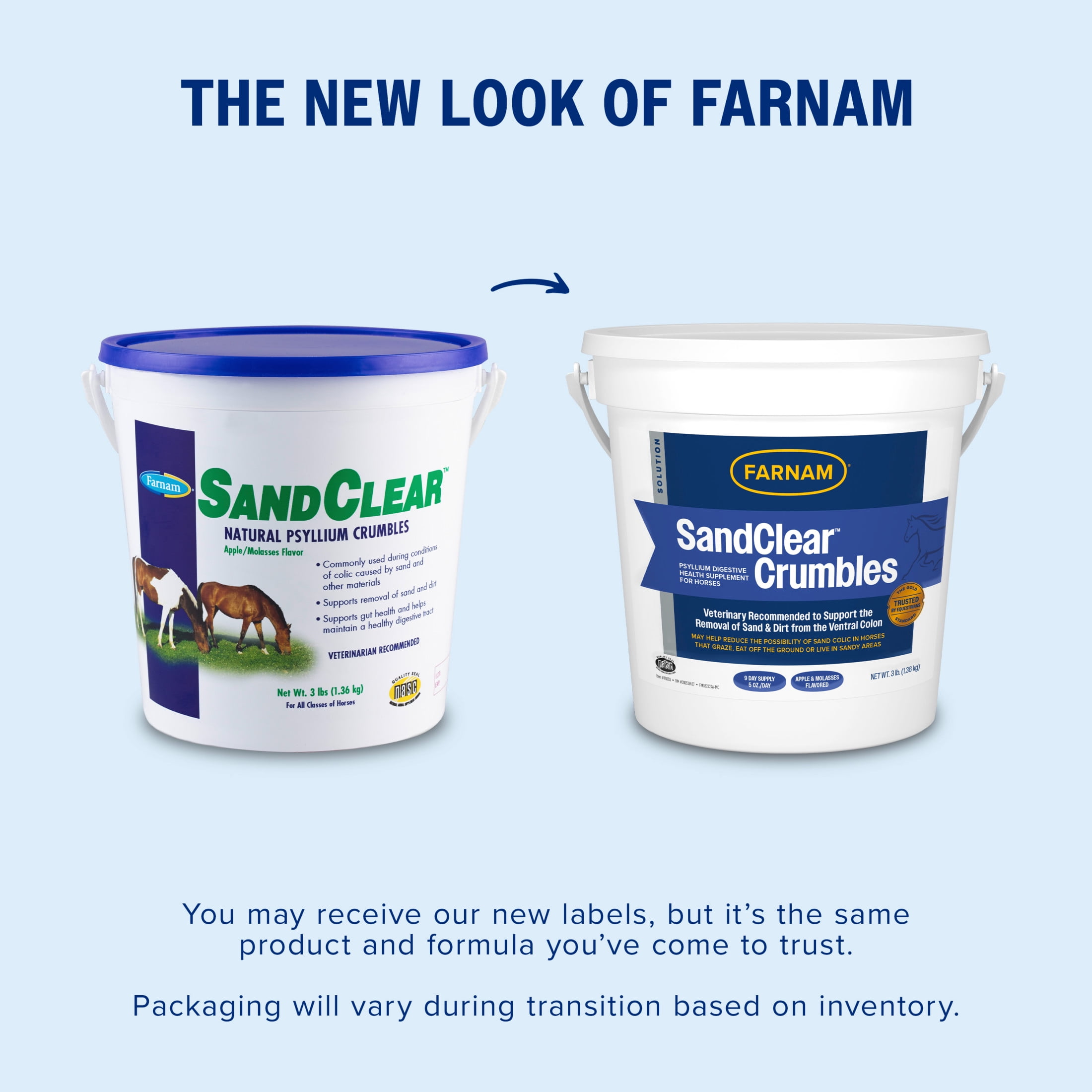 (3 pack) Farnam SandClear Natural Psyllium Crumbles 3 Pounds 9 Scoops