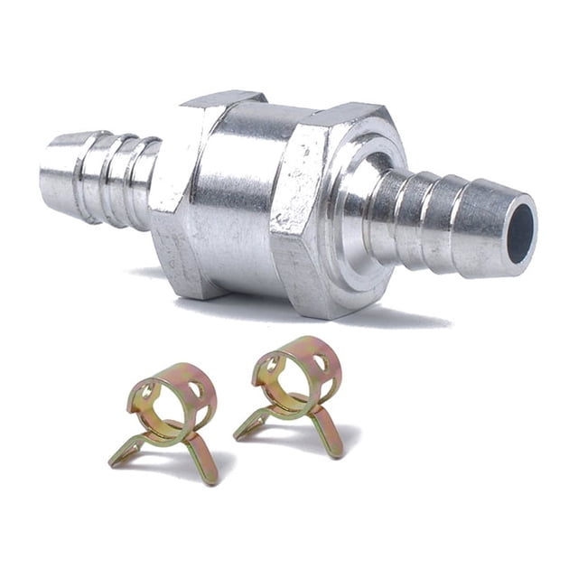 relayinert 3PCS Aluminium Alloy Fuel Non Return Check Valve One Way Petrol Spring Clip Silver 8mm 1Set