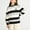 Black, variant on Girls Black & White Striped Sweater, Long Sleeve Crewneck Knit Top, Soft Polyester Casual Loose Fit for Everyday Play & School,Size 7-8 T
