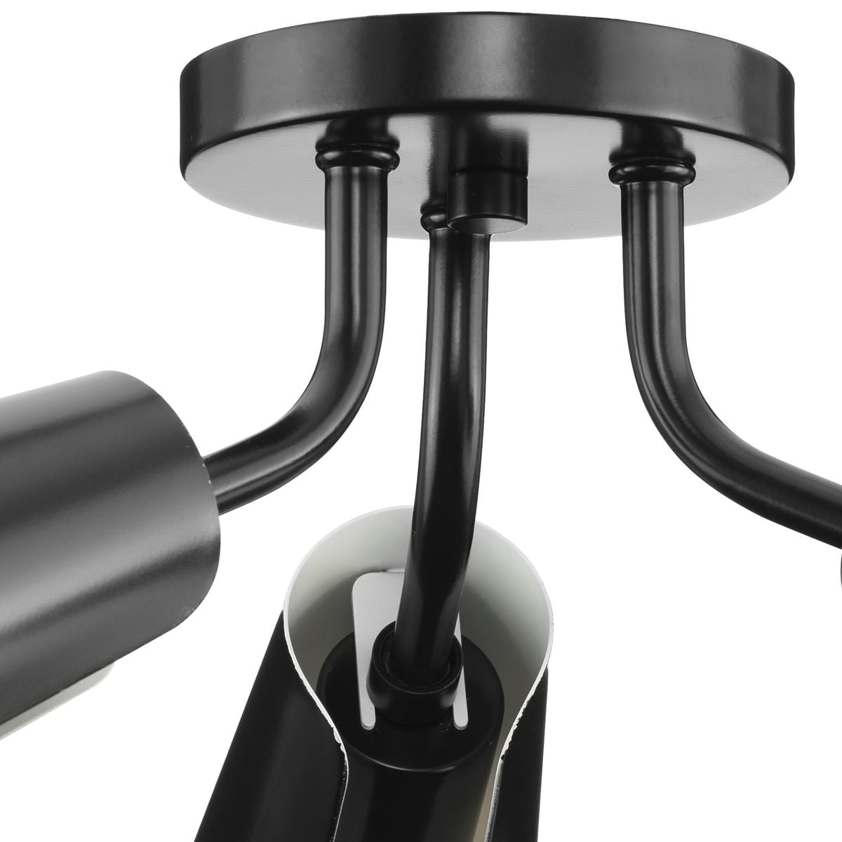 Progress Lighting Cornett 3-Light Close-to-Ceiling Fixture, Matte Black, Metal Reflector Shades