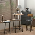 thumbnail image 2 of Modern Bar Table Set, SYNGAR Kitchen Table and Chairs for 2, 3 Piece Counter Height Dining Set with 2 Cushioned Stools, Round Long Bistro Pub Table Set, Breakfast Dining Table Set, Rustic Brown, 2 of 8