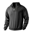 thumbnail image 2 of Mens Quarter Zip Sweatshirt Casual Long Sleeve Stand Collar Quilted Pullover Top Fall Winter Outdoor Knitted Sweater, 2 of 7