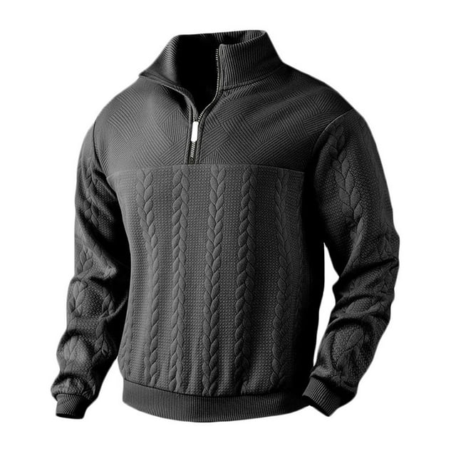 pstuiky Camisas casuales de manga larga para hombre, Sudadera informal de manga larga con cuello alto y cremallera de color liso para hombre top de hombre m