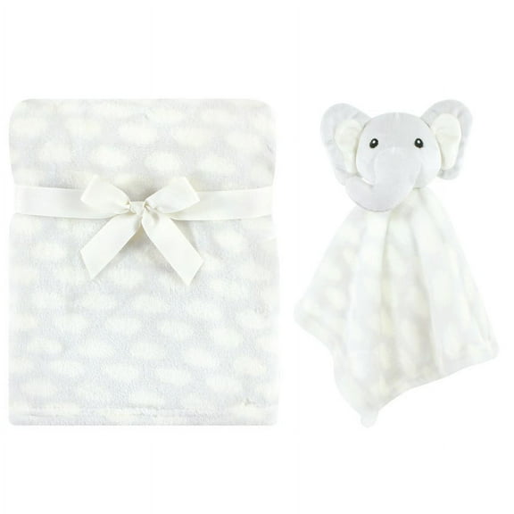 Hudson Baby Unisex Baby Plush Blanket with Security Blanket, Elephant Cloud, One Size