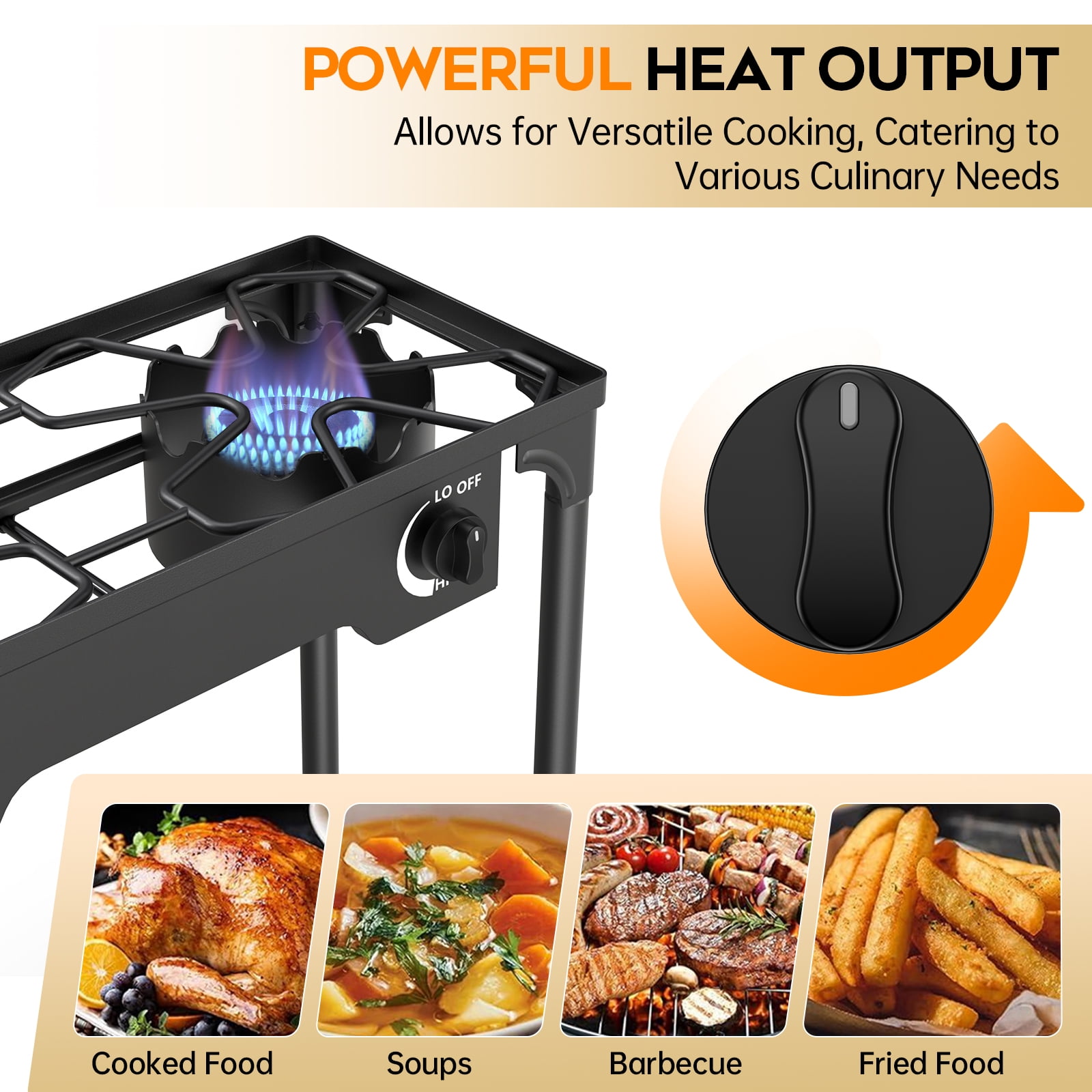 LNOW Gas Cooker Outdoor Propane Camping Stove with Wind Panel Picnic Stove Stand BBQ Grill Portable 150000 BTU Gas Stove 2 Burner for Camping