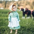 thumbnail image 4 of The Queen's Treasures 18 inch Doll Clothes,  Licensed Little House On the Prairie Green Calico Dress with Apron and Straw Bonnet, Compatible for Use with American Girl Dolls, 4 of 8