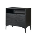 thumbnail image 2 of 2-Drawer Modern End Tables with Rear Charging Station V-shaped Design Matal Legs for Living Room Black, 2 of 5