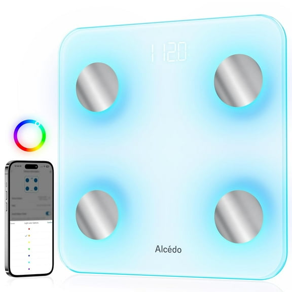 Smart Body Fat Scale, Digital Scale with BMI, Fat Percentage, Muscle Mass, Color-Changing with Weight Variation, 400 lb, Bluetooth