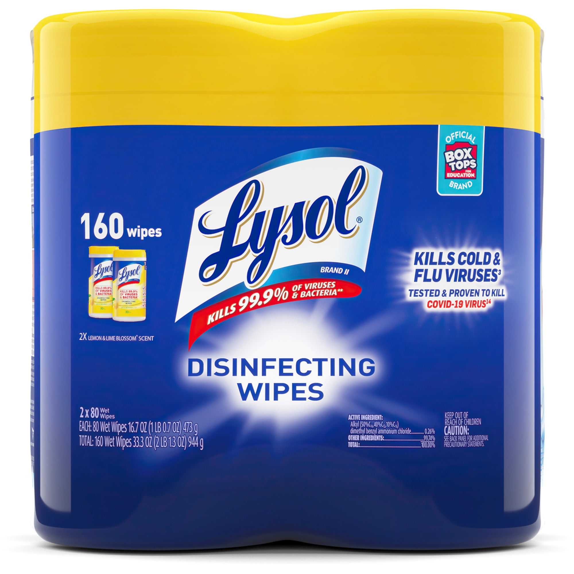 Disinfecting Wipes 7 X 8 Lemon And Lime Blossom 80 Wipes/Canister 2 Canisters Per Pack 3 Packs Per Each Carton | 1 Carton of: 3