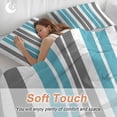 thumbnail image 4 of 3 Piece Grey Aqua Stripes,Duvet Cover Set California King,Microfiber Comforter/Quilt Cover with Corner Ties and 2 Pillowcases,Abstract Contemporary Minimalist Geometric Bedding with Zipper Closure, 4 of 8