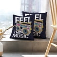 thumbnail image 6 of LALILO Throw Pillow Covers Retro Box Radio Music Retro Hip Old Cushion Cover 18" x 18", 2 Pack, 6 of 6