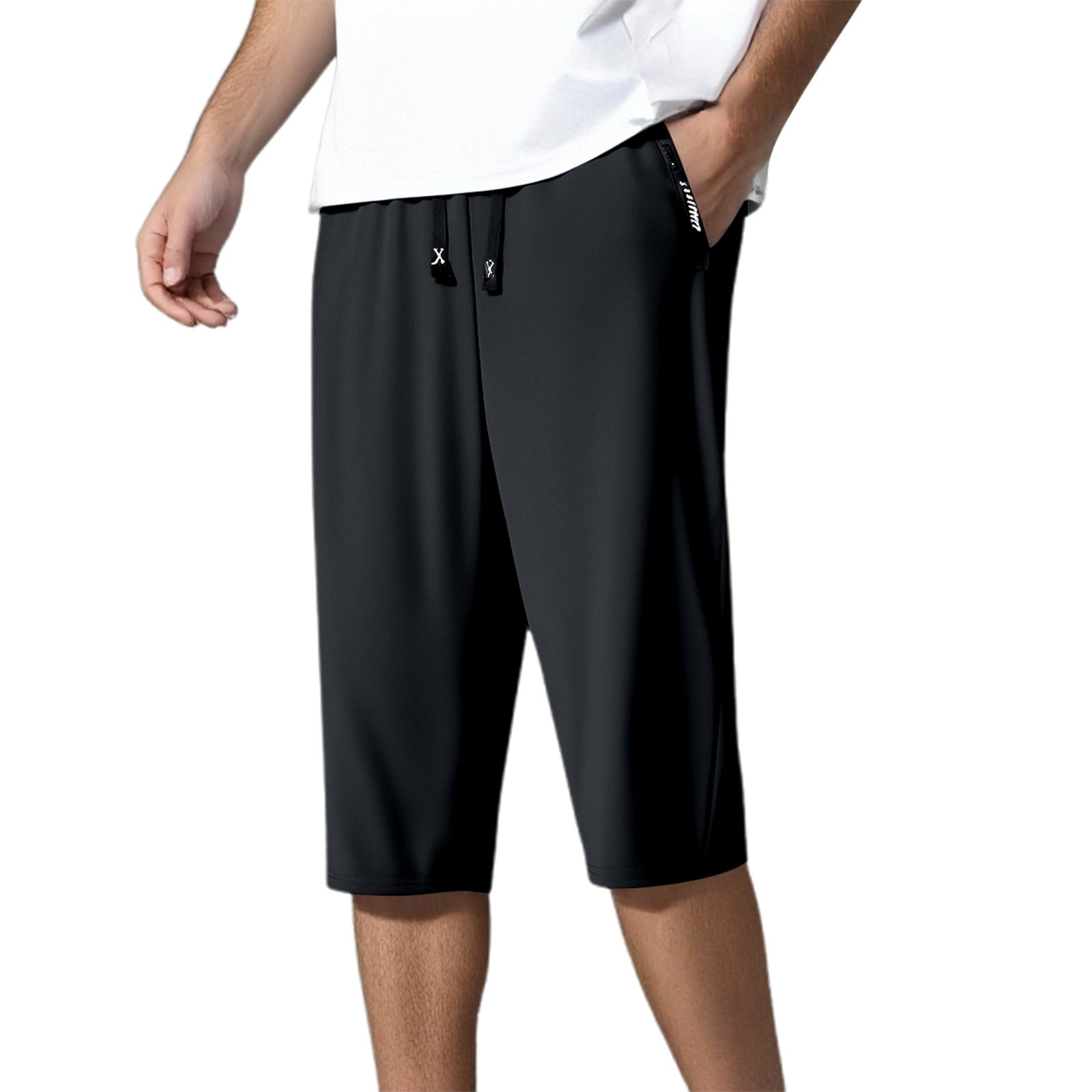 Men's Ice Silk 3/4 Pants - Lightweight Loose Fit for Summer