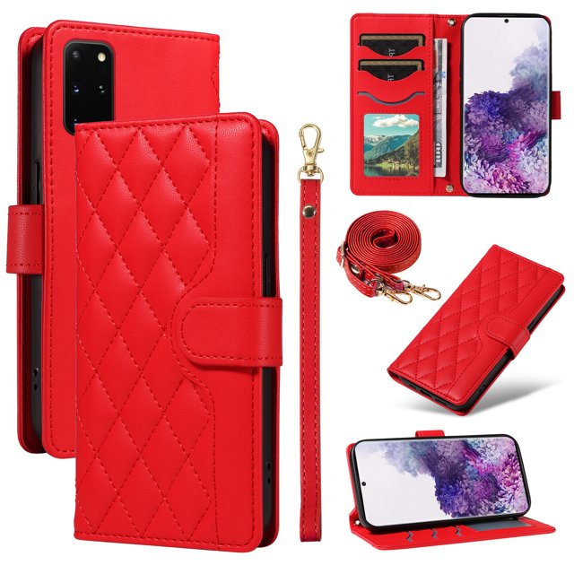 Samsung Galaxy S20 Plus Étui de Téléphone 5G, Portefeuille à Rabat Réglable avec Lanière Magnétique et Fentes pour Cartes