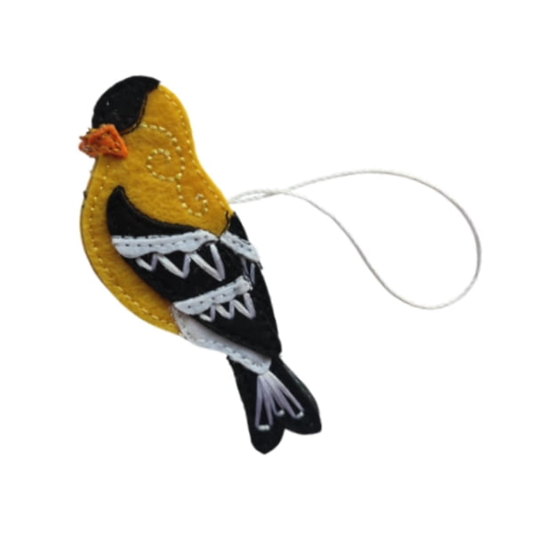 Adorno de pájaro de fieltro para fotos, colgante para árbol de Navidad amarillo negro