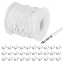 328Ft Wire Rope 304 Stainless Steel Cable 1/32" Vinyl Coated with 30pcs Aluminum Sleeves White