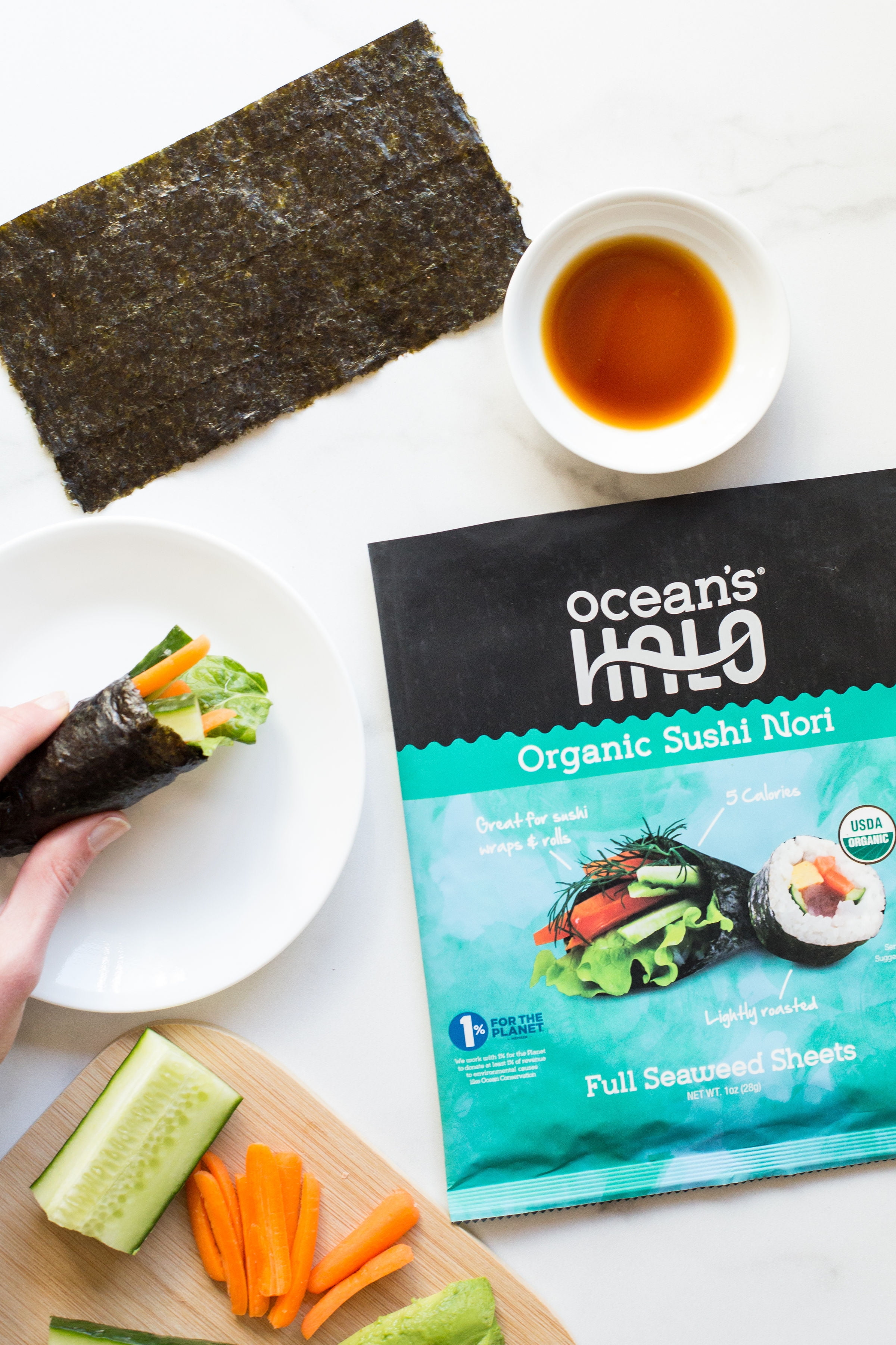 Ocean's Halo, Sushi Nori Seaweed, Organic, Vegan, Perfect Paper for Wraps, Shelf-Stable, 1 oz.