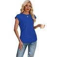 thumbnail image 4 of Ronuti Womens Short Sleeve Tshirts Crew Neck Shirts with Side Shirring Basic Tops for Innerwear or Summer T-shirts, 4 of 9
