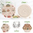 thumbnail image 4 of Yayeee 6 PCS Drink Coasters with Holder Set Woven Absorbent Round Tabletop Hot Pad, Red Nordic Christmas House, 4 of 7