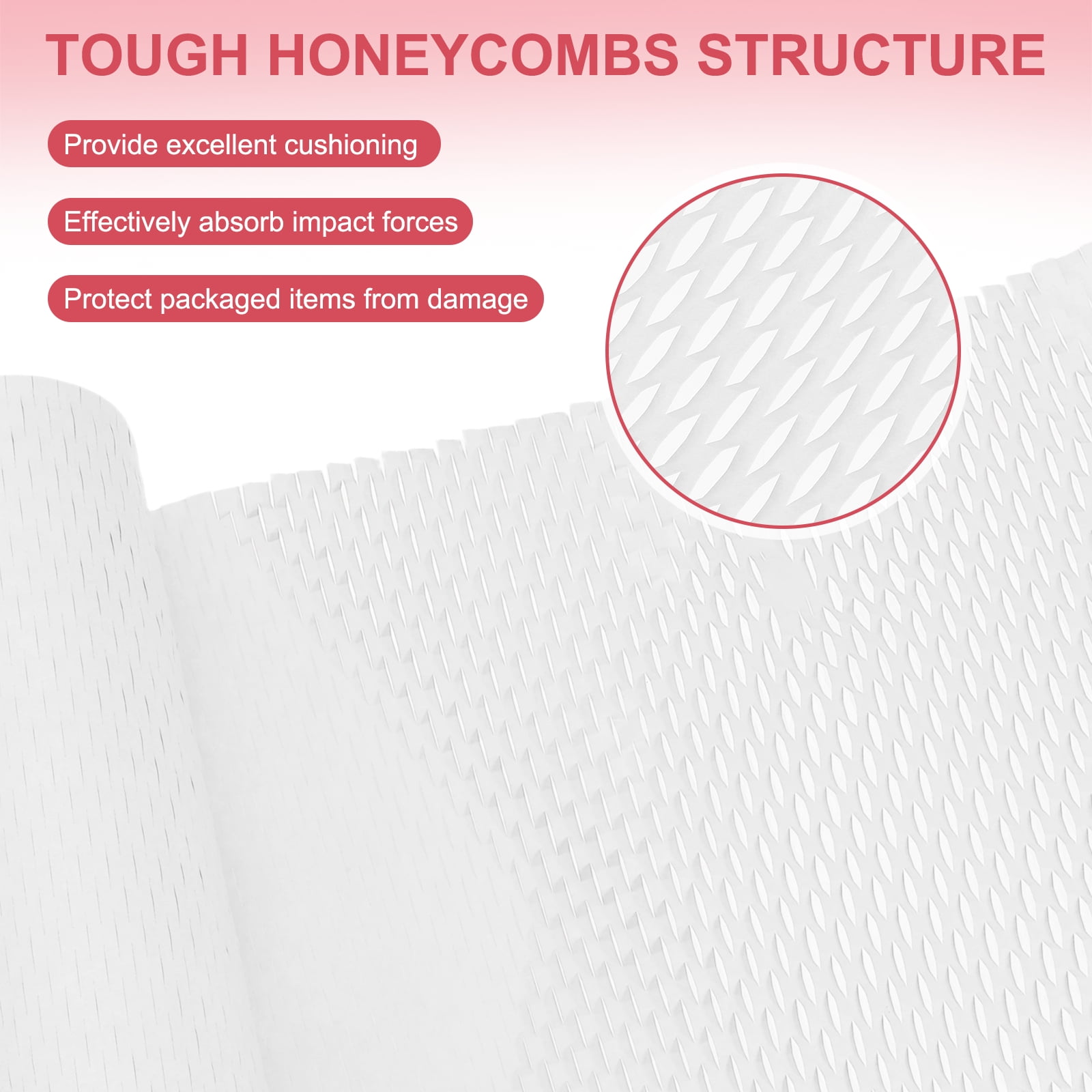 Uxcell Honeycombs Packing Paper Wrap, 12 Inch x 98 ft Wood Pulp Kraft Paper Bubble Pack Wrap Roll for Packing Shipping Moving, White