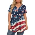 thumbnail image 5 of Dweltoz Women’s 250th Anniversary Usa Plus Size Shirt L-5xl V Neck Short Sleeve 4th Of July Tunics Tops Casual Loose Fit Trendy Blouse Shirt,Vermilion 4XL, 5 of 6