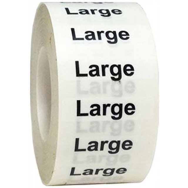 Clear Large Clothing Size Strip Stickers | 1.25 x 5" inches Wide | 125 Pack | InStockLabels.com