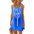 thumbnail image 2 of VEKDONE Robe Maxi à Imprimé Mode pour Femmes Été Aguichant à Dos Nu Hawaïenne de Plage Robe Décontractée Coupe Ample Évasée Robes d'Été Col Rond Robes Plissées Bleu TG, 2 of 5