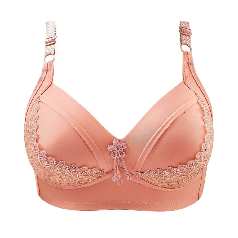 RYRJJ Deep Cup Wireless Bras Women's Full Coverage Floral Lace Wire-Free  Bra Push Up Lift Support Non Padded Comfort Bra(Pink,S) 