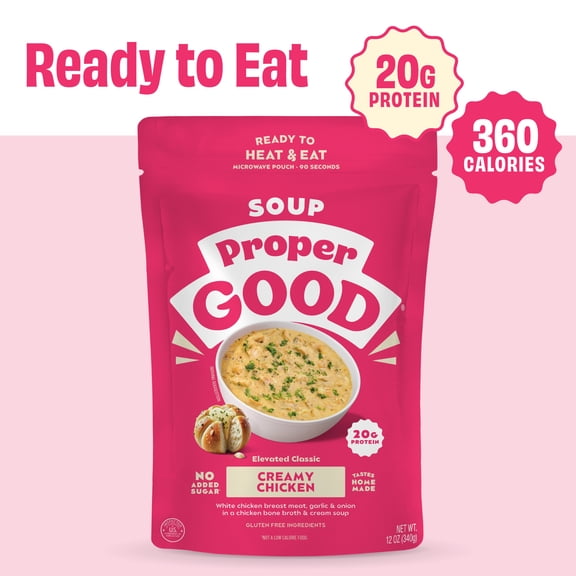 Proper Good Ready to Serve Creamy Chicken Soup, 12 oz, Shelf-Stable