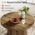 thumbnail image 6 of Finmind 31.5" Round Coffee Table with Fluted Base, Mid-Century Modern Farmhouse Accent Table for Living Room, Small Spaces, Apartment, Brown, 6 of 7