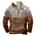 thumbnail image 2 of DODADAWANJ Mens Color Block Sweatshirt Quarter Zip Stand Collar Pullover Big and Tall Sweatshirts with Pocket for Workout Travel Resort Khaki XL, 2 of 4