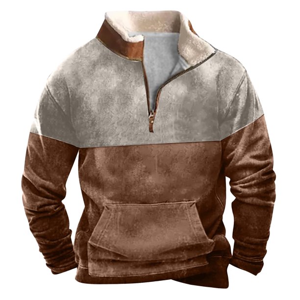 pstuiky hombres de manga larga, Sudadera informal de manga larga con cuello alto y estampado de leopardo para Halloween para hombre Tops de talla grande para hombre m