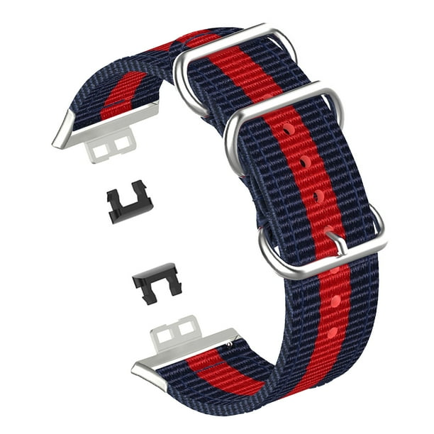Inteprter Correa de repuesto para reloj inteligente, correa ajustable, piezas de reparación de coloridas tejidas, compatibles con accesorios Watch Electrónica Azul rojo