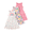 White Colorful Pink, variant on 3-Pack Toddler Girls Sleeveless Crewneck A-line Tiered Summer Sundress, Colorful Rainbow Print Casual Dress for Kids 4-5 Years