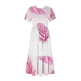 thumbnail image 3 of Robe d'Été pour Femmes 2024 Mode Grande Taille Manches Courtes Col Rond Ample Dégradé Couleur Longue Robe 50 % de Réduction Liquidation!, 3 of 4