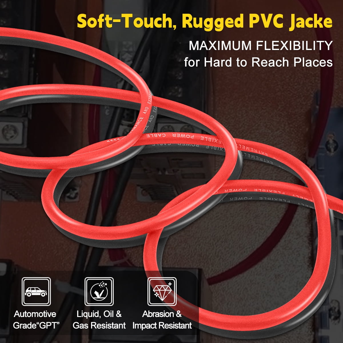 4 Gauge Wire CCA Wire, (25ft Black 25ft Red) Automotive Wire Car Audio Battery Cable, Power/Ground Wire, Welding Cable, 4AWG Electrical Wire Audio Wiring For RV RC Trailer Speaker Amp 12V Wire