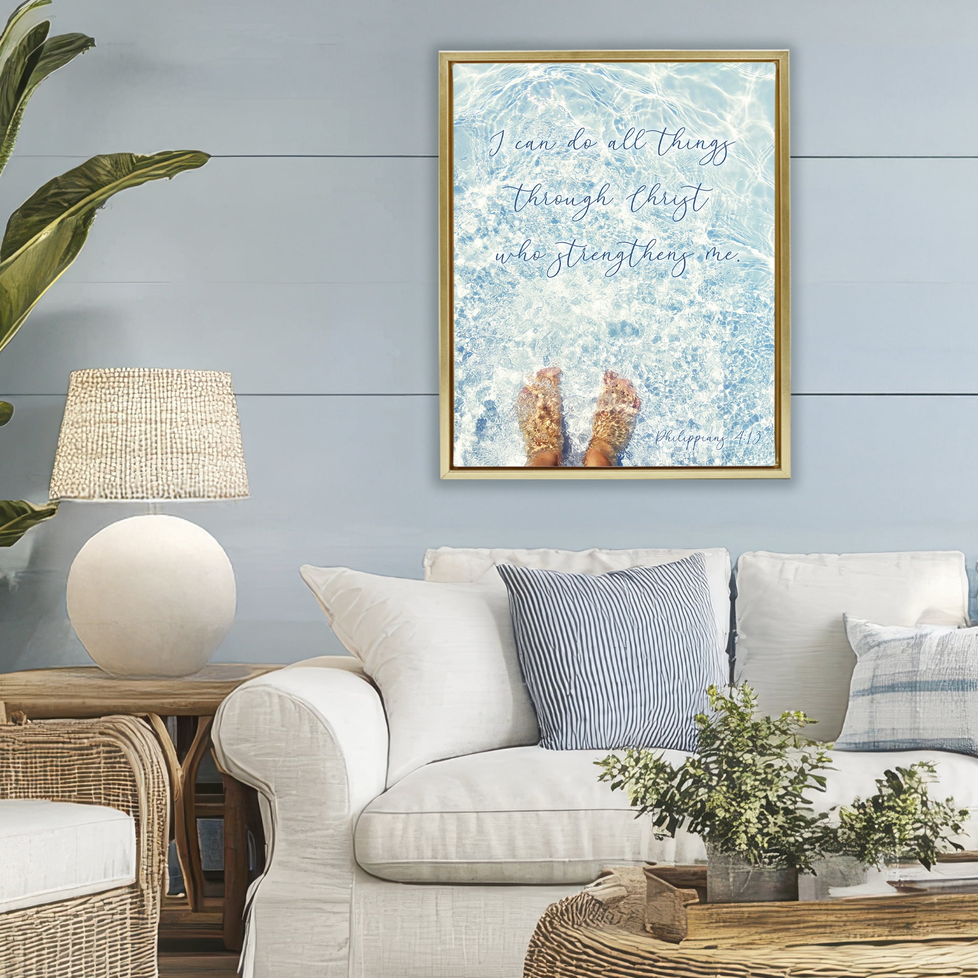 Stupell Industries I Can Do All Things Gold Framed Floater Canvas Wall Art, design by Sarah Jane